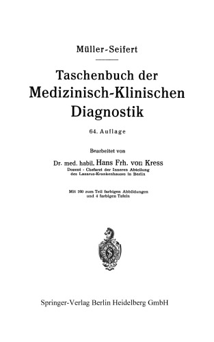 Taschenbuch der Medizinisch-Klinischen Diagnostik