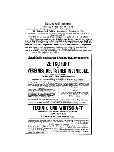 Mitteilungen über Forschungsarbeiten auf dem Gebiete des Ingenieurwesens