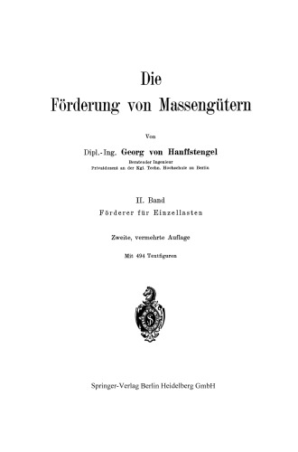 Die Förderung von Massengütern: II. Band: Förderer für Einzellasten