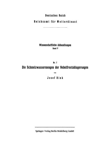 Die Schmelzwassermengen der Nebelfrostablagerungen