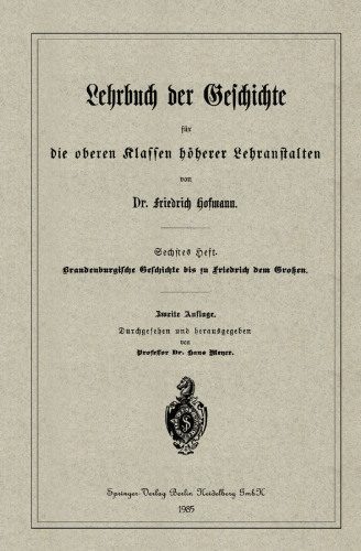 Brandenburgische Geschichte bis zu Friedrich dem Großen
