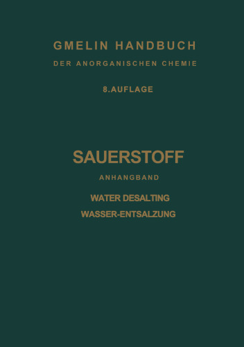 Sauerstoff: Anhangband. Water Desalting Wasser-Entsalzung