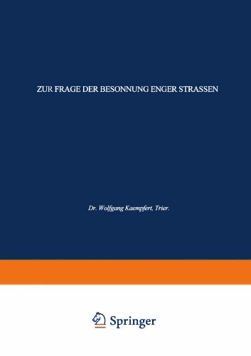 Zur Frage der Besonnung enger Strassen