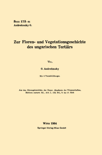 Zur Floren- und Vegetationsgeschichte des ungarischen Tertiärs