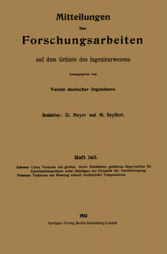 Mitteilungen über Forschungsarbeiten auf dem Gebiete des Ingenieurwesens