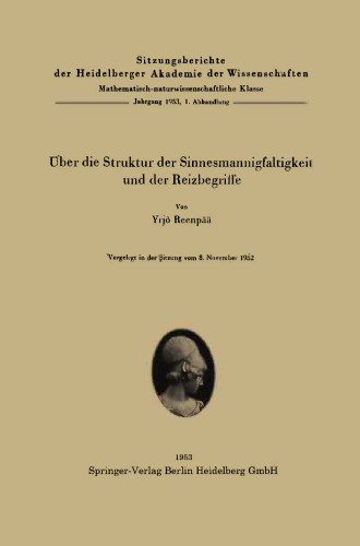 Über die Struktur der Sinnesmannigfaltigkeit und der Reizbegriffe