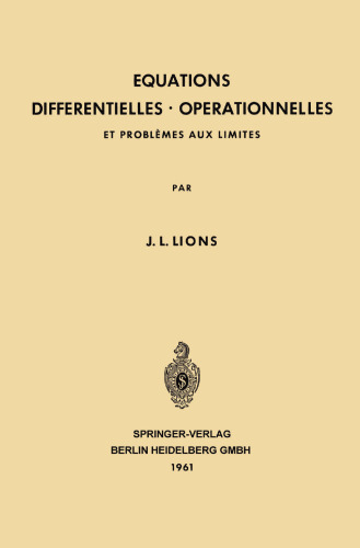 Equations Differentielles Operationnelles: Et Problèmes aux Limites