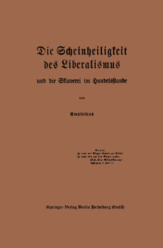 Die Scheinheiligkeit des Liberalismus und die Sklaverei im Handelsstande