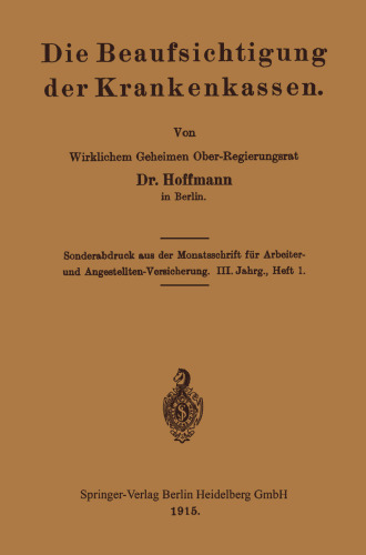 Die Beaufsichtigung der Krankenkassen