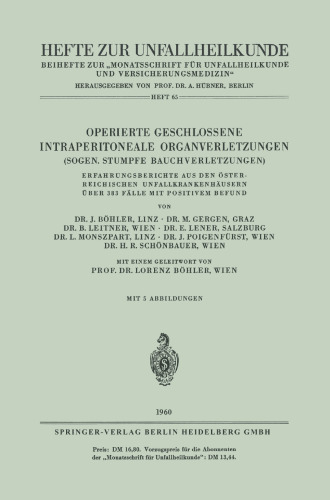 Operierte Geschlossene Intraperitoneale Organverletzungen: Sogen. Stumpfe Bauchverletzungen