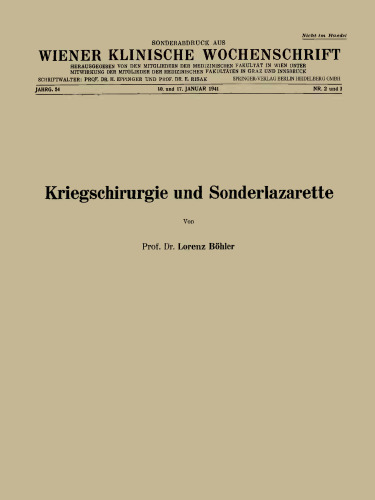 Kriegschirurgie und Sonderlazarette