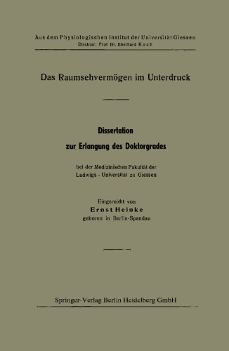 Das Raumsehvermögen im Unterdruck