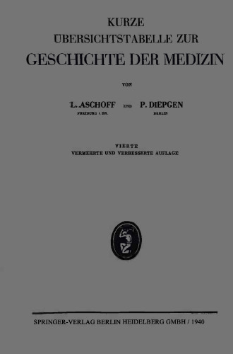Kurze Übersichtstabelle Zur Geschichte der Medizin