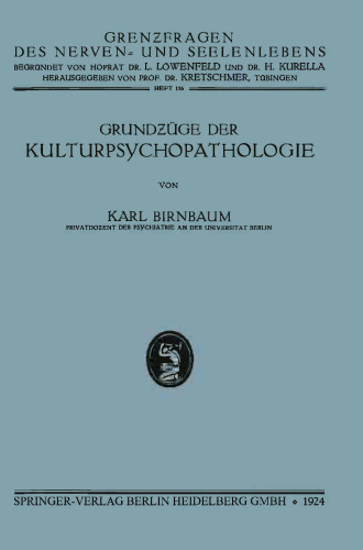 Grundƶüge der Kulturpsychopathologie