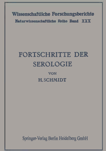 Fortschritte der Serologie