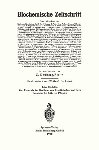 Zur Kenntnis der Synthese von Eiweißstoffen und ihrer Bausteine bei höheren Pflanzen