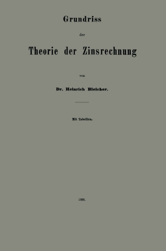 Grundriss der Theorie der Zinsrechnung