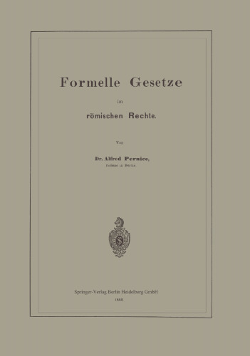 Formelle Gesetze im römischen Rechte