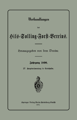 Verhandlungen des Hils-Solling-Forst-Vereins