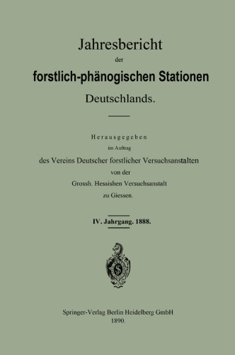 Jahresbericht der forstlich — phänologischen Stationen Deutschlands