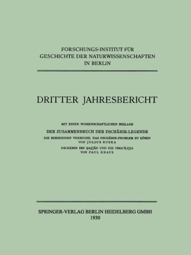 Dritter Jahresbericht: Mit einer Wissenschaftlichen Beilage. Der Zusammenbruch der Dschābir-Legende