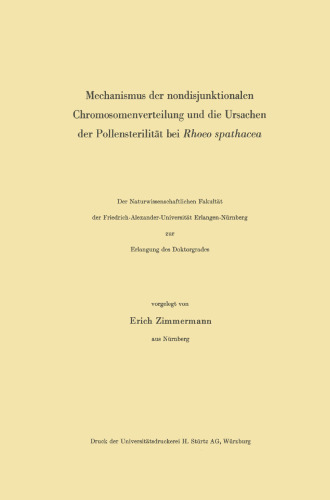 Mechanismus der nondisjunktionalen Chromosomenverteilung und die Ursachen der Pollensterilität bei Rhoeo spathacea