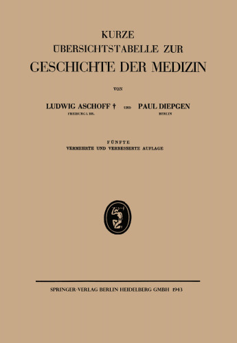 Kurze Übersichtstabelle zur Geschichte der Medizin
