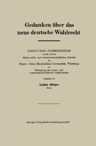 Gedanken über das neue deutsche Wahlrecht