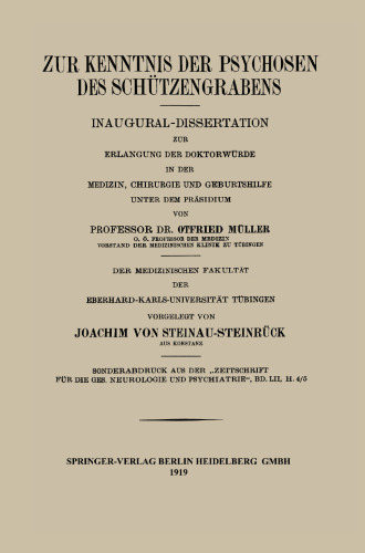 Zur Kenntnis der Psychosen des Schützengrabens