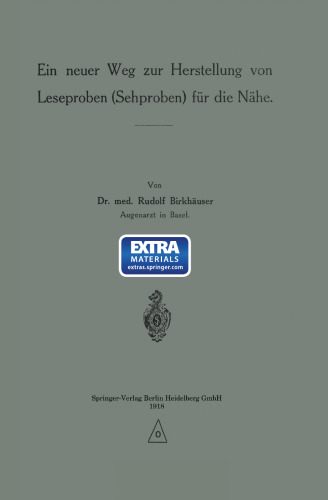 Ein neuer Weg zur Herstellung von Leseproben (Sehproben) für die Nähe