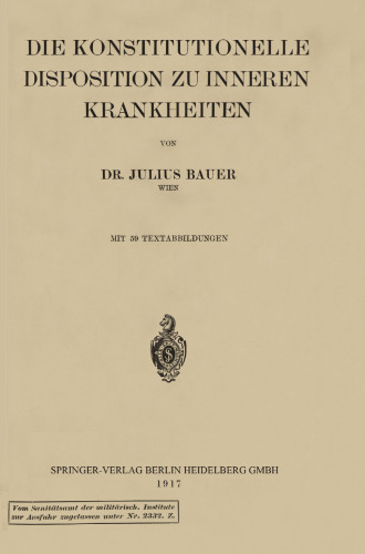 Die Konstitutionelle Disposition zu inneren Krankheiten