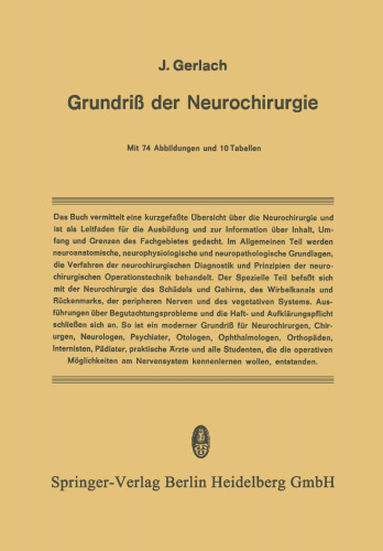 Grundriss der Neurochirurgie