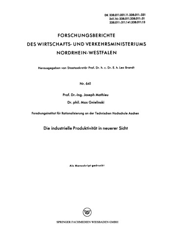 Die industrielle Produktivität in neuerer Sicht