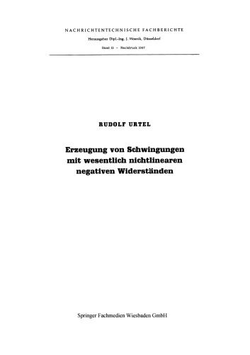 Erzeugung von Schwingungen mit wesentlich nichtlinearen negativen Widerständen