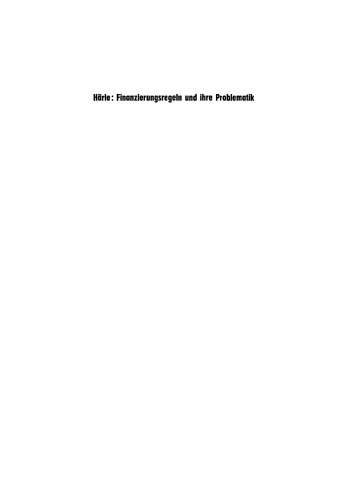 Finanzierungsregeln und ihre Problematik