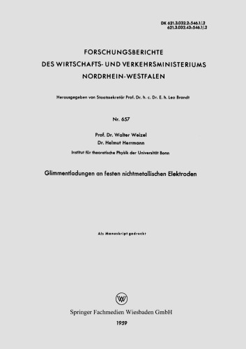 Glimmentladungen an festen nichtmetallischen Elektroden