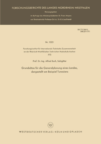 Grundsätze für die Generalplanung eines Landes, dargestellt am Beispiel Tunesiens