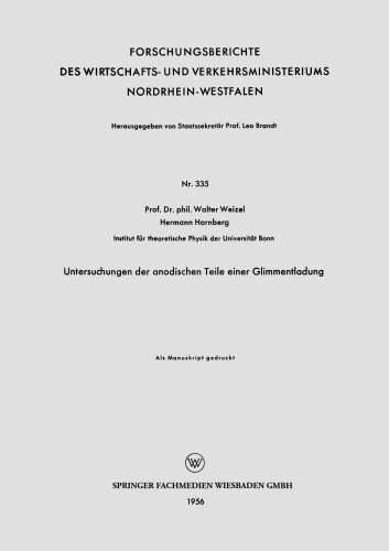 Untersuchungen der anodischen Teile einer Glimmentladung