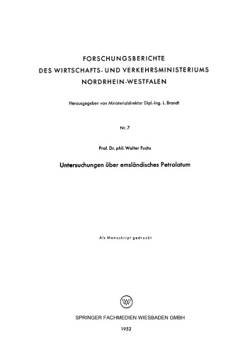 Untersuchungen über emsländisches Petrolatum