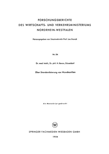 Über Standardisierung von Wundtextilien