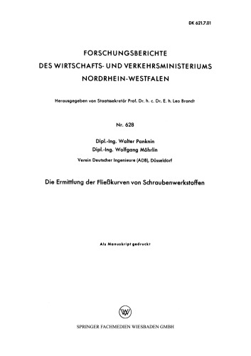 Die Ermittlung der Fließkurven von Schraubenwerkstoffen