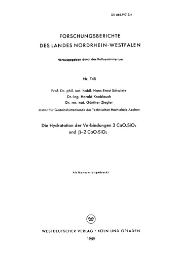 Die Hydratation der Verbindungen 3 CaO.SiO2 und β-2 CaO.SiO2