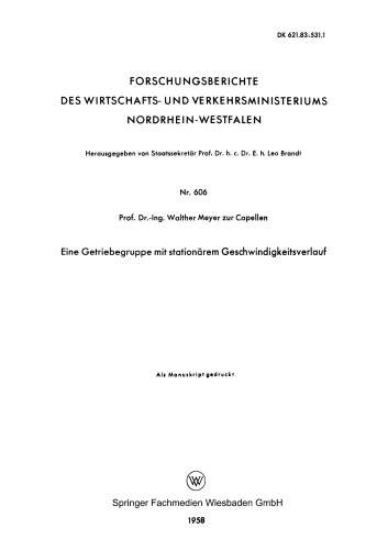 Eine Getriebegruppe mit stationärem Geschwindigkeitsverlauf