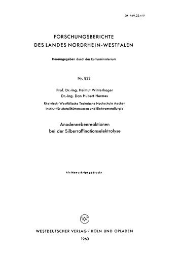 Anodennebenreaktionen bei der Silberraffinationselektrolyse
