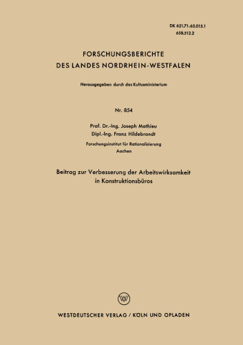 Beitrag zur Verbesserung der Arbeitswirksamkeit in Konstruktionsbüros