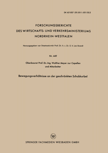 Bewegungsverhältnisse an der geschränkten Schubkurbel