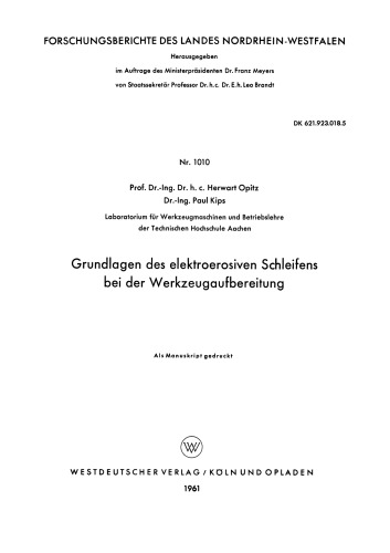 Grundlagen des elektroerosiven Schleifens bei der Werkzeugaufbereitung