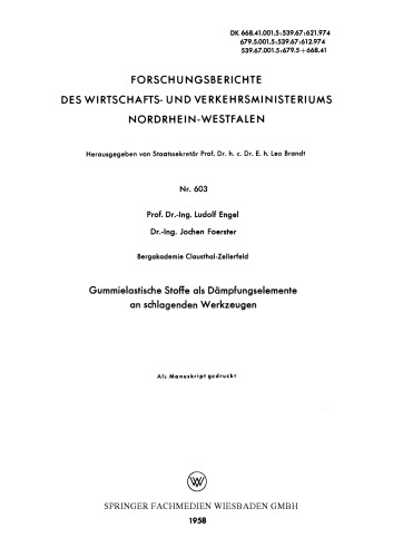 Gummielastische Stoffe als Dämpfungselemente an schlagenden Werkzeugen