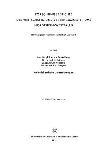 Kolloidchemische Untersuchungen