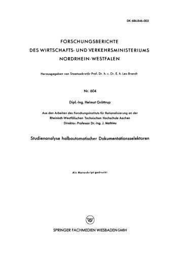 Studienanalyse halbautomatischer Dokumentationsselektoren